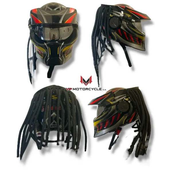 Casco Depredador Negro Rojo VIP 3112- R1